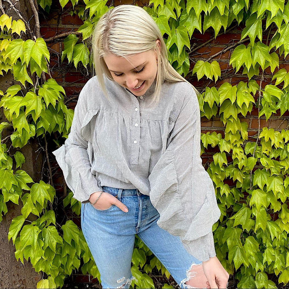 KyeMi Statement Sleeve Top Buttondown